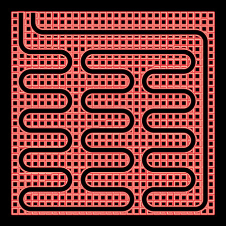 Neon electric floor heating warm heated red color vector illustration image flat style lightのイラスト素材