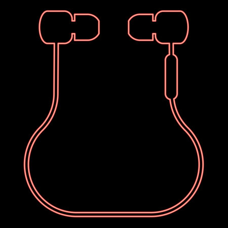 Neon vacuum headphones wired wireless red color vector illustration image flat style lightのイラスト素材