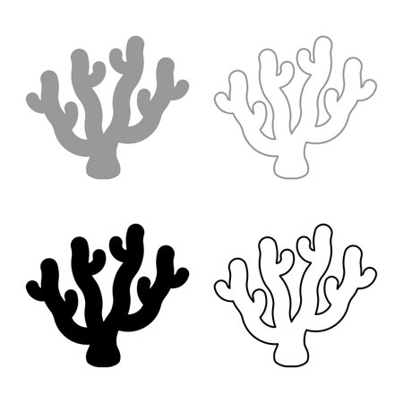 Coral set icon grey black color vector illustration image simple solid fill outline contour line thin flat styleのイラスト素材