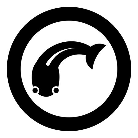 Fish goby icon in circle round black color vector illustration image solid outline style simpleのイラスト素材