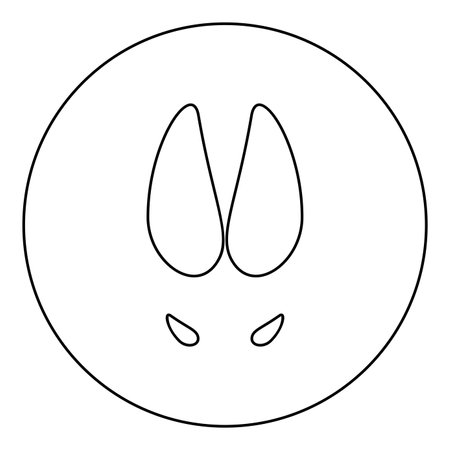 Hoof print wild boar hog icon in circle round black color vector illustration image outline contour line thin style simpleのイラスト素材
