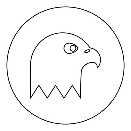 Eagle's head icon in circle round black color vector illustration image outline contour line thin style simpleのイラスト素材