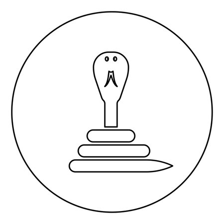 Cobra twisted icon in circle round black color vector illustration image outline contour line thin style simpleのイラスト素材