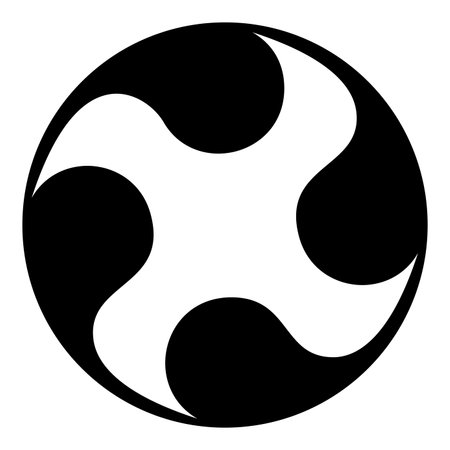 Tomoe symbol religious sign Japanese religions Oriental four petal icon black color vector illustration image flat style simpleのイラスト素材