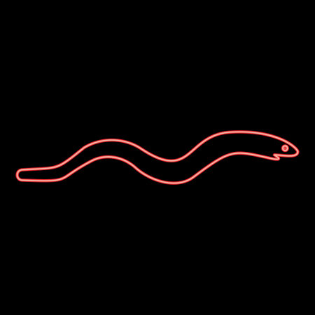 Neon eel fish snake shape seafood concept red color vector illustration image flat style light