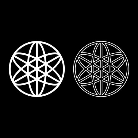 Equilibrium sacred geometry symbol set icon white color vector illustration image simple solid fill outline contour line thin flat styleのイラスト素材