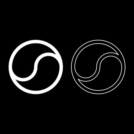 Yin Yang Taoism symbol harmony equilibrium concept set icon white color vector illustration image simple solid fill outline contour line thin flat styleのイラスト素材