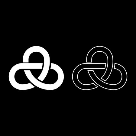 Gordian knot Sacred geometry symbol set icon white color vector illustration image simple solid fill outline contour line thin flat styleのイラスト素材