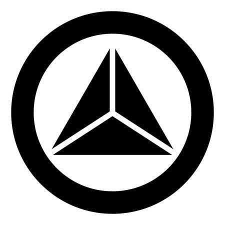 Pyramid shape triangle view from above Sacred geometry icon in circle round black color vector illustration image solid outline style simpleのイラスト素材