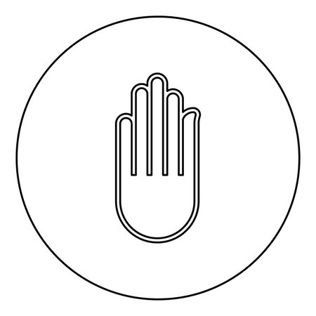 Hand Akhimsa Ahimsa arm Jainism Jain religion symbol Dharma Ahinsa icon in circle round black color vector illustration image outline contour line thin style simpleのイラスト素材