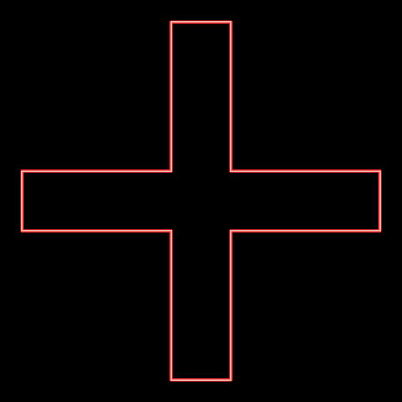 Neon greek Cross Crux quadrata christian crosses red color vector illustration image flat style lightのイラスト素材