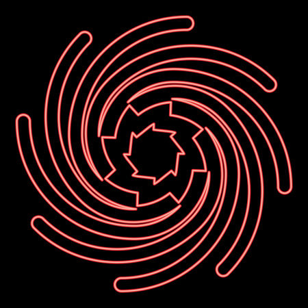 Neon gold spiral Sacred geometry symbol red color vector illustration image flat style lightのイラスト素材