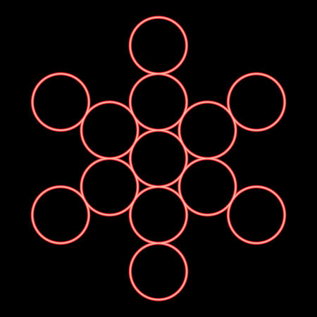 Neon fruit of life symbol Sacred geometry red color vector illustration image flat style lightのイラスト素材