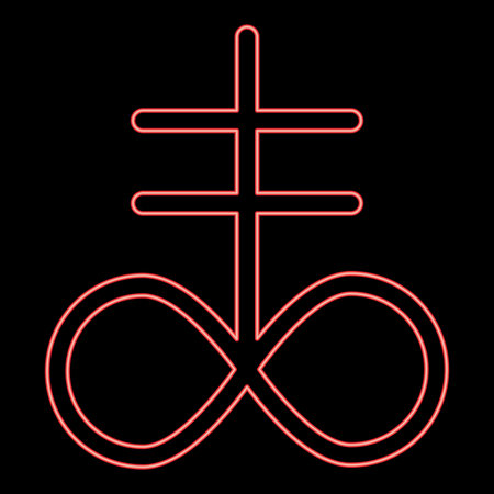 Neon satanic Cross Theistic satanism symbol red color vector illustration image flat style lightのイラスト素材
