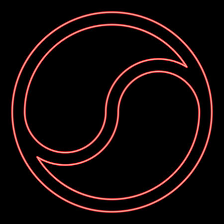 Neon yin Yang Taoism symbol harmony equilibrium concept red color vector illustration image flat style lightのイラスト素材