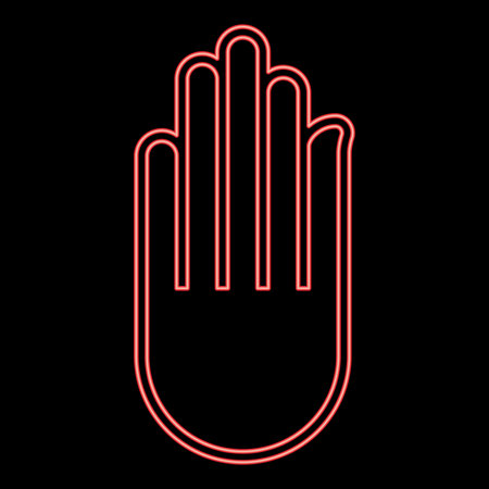 Neon hand Akhimsa Ahimsa arm Jainism Jain religion symbol Dharma Ahinsa red color vector illustration image flat style lightのイラスト素材