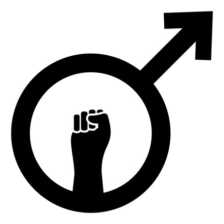 Anti feminism male symbol sign raised fist icon black color vector illustration image flat style simpleのイラスト素材