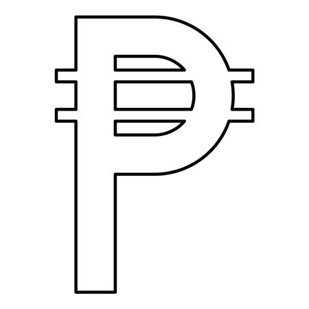 Filipino Peso sign symbol currency contour outline line icon black color vector illustration image thin flat style simpleのイラスト素材