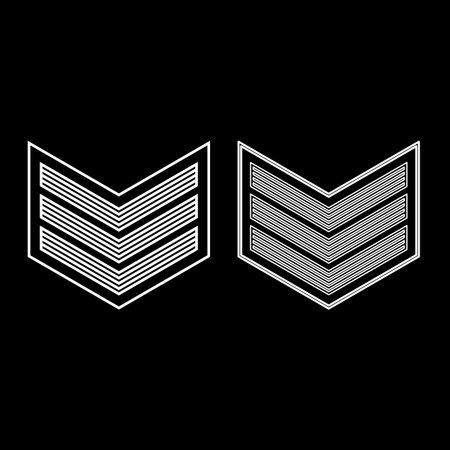 Army chevron military rank insignia badge symbol sign petty officer set icon white color vector illustration image simple solid fill outline contour line thin flat styleのイラスト素材