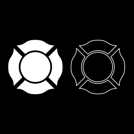 Firefighter cross Malta emblem fire fighter dept set icon white color vector illustration image simple solid fill outline contour line thin flat styleのイラスト素材