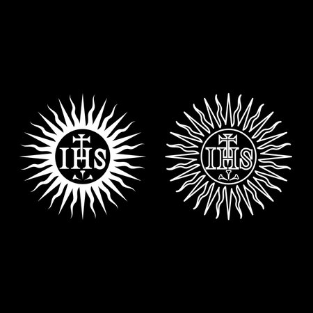 Jesuit symbol Christian concept sign set icon white color vector illustration image simple solid fill outline contour line thin flat styleのイラスト素材