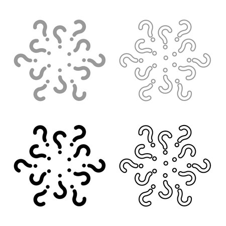 Signs of questions Sign question set icon grey black color vector illustration image simple solid fill outline contour line thin flat styleのイラスト素材