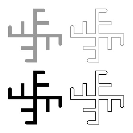 Sun crest symbol sign slavic pagan set icon grey black color vector illustration image simple solid fill outline contour line thin flat styleのイラスト素材