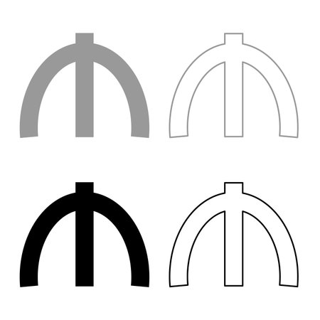Azeri manat currency glyph symbol money sing set icon grey black color vector illustration image simple solid fill outline contour line thin flat styleのイラスト素材