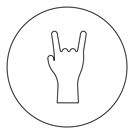 Symbol heavy metal rock male hand gesture sign icon in circle round black color vector illustration image outline contour line thin style simpleのイラスト素材