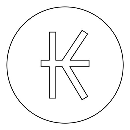 Symbol of Kip sign currency money icon in circle round black color vector illustration image outline contour line thin style simpleのイラスト素材