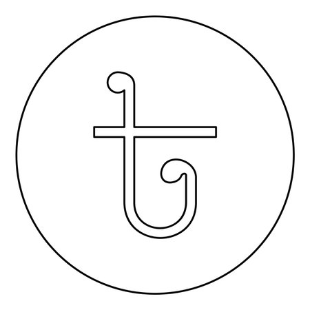 Symbol Taka Bangladeshi currency sign icon in circle round black color vector illustration image outline contour line thin style simpleのイラスト素材