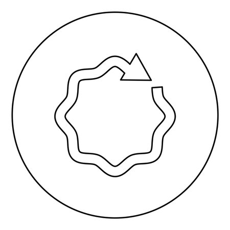 Wavy arrow on circle icon in circle round black color vector illustration image outline contour line thin style simpleのイラスト素材