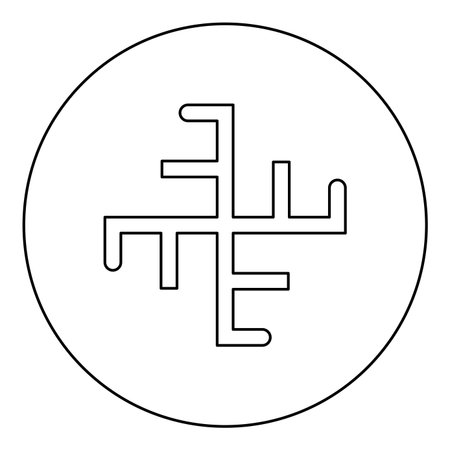 Heavenly cross symbol sign slavic pagan icon in circle round black color vector illustration image outline contour line thin style simpleのイラスト素材