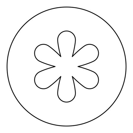 Asterisk sign symbol icon in circle round black color vector illustration image outline contour line thin style simpleのイラスト素材