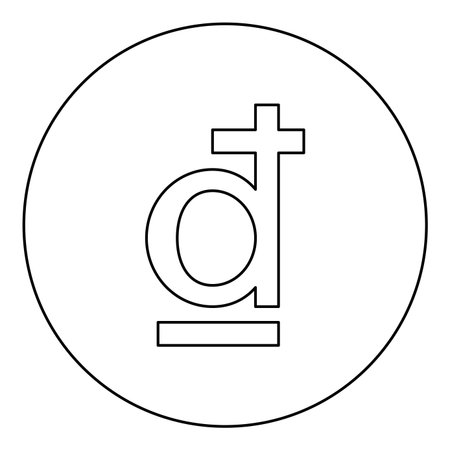 Symbol dong sign vietnamese currency icon in circle round black color vector illustration image outline contour line thin style simpleのイラスト素材