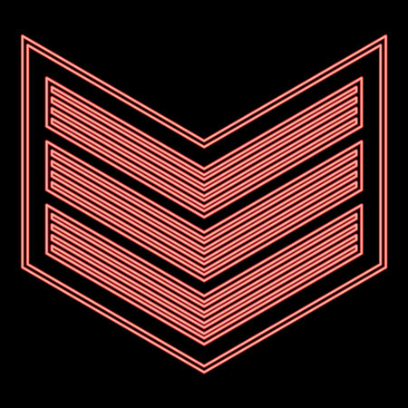Neon army chevron military rank insignia badge symbol sign petty officer red color vector illustration image flat style lightのイラスト素材