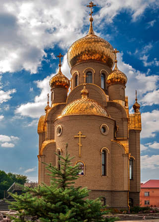 Ukraine, Khartsizk . Orthodox Church of the Iberian Icon of the Mother of God . Holy spring . The...