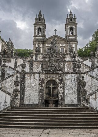 Portugal , Braga . The staircase leading to the temple of Bom Jesus do Monte , has more than five hundred steps.のeditorial素材