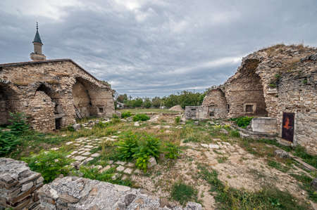 Russia, the Crimean peninsula. Khan Uzbek Mosque - an architectural monument of the fourteenth century in the town of Stary Krym. It is the oldest surviving mosque peninsula.の写真素材