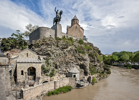 Georgia, Tbilisi. Old Metekhi district , in the rock above the river Kura temple Abo of Tbilisi and his mosaic icon .のeditorial素材
