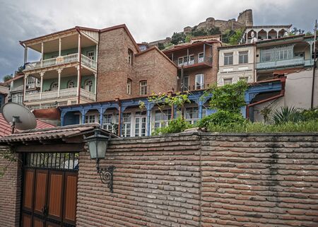 Georgia, Tbilisi, in the old town area of ??ââthe fortress Narikala. Famous Tbilisi balconies.のeditorial素材