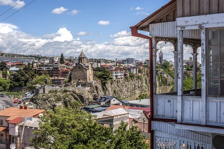 Tbilisi, capital of Georgia . Famous throughout the world Tbilisi balconies in the Old Town .View of...