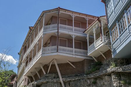 Tbilisi, capital of Georgia . Famous throughout the world Tbilisi balconies in the Old Town .のeditorial素材