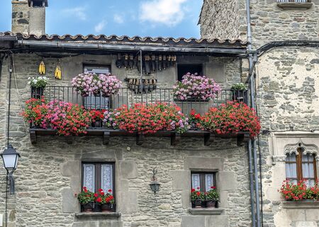 Spain, Catalonia . Rupit (The city of Witch) - mountain village , built on top of the basalt rocks in the national park of volcanic origin. Covering many ancient streets - frozen lava.の写真素材