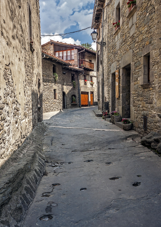 Spain, Catalonia . Rupit (The city of Witch) - mountain village , built on top of the basalt rocks in the national park of volcanic origin. Covering many ancient streets - frozen lava.の写真素材