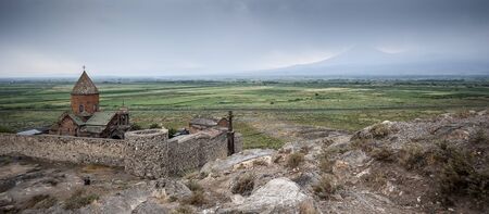 Khor Virap ( the deep dungeon) is an Armenian monastery, located near the border with Turkey. The monastery is known for its location at the foot of the biblical mountain Ararat.の写真素材