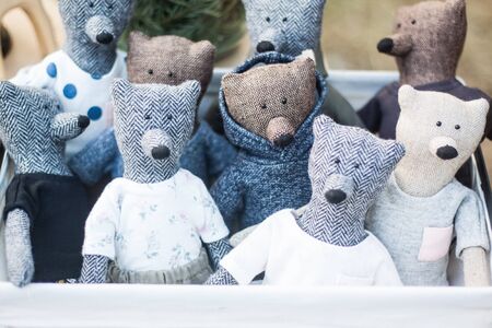 Handmade teddy bears in box