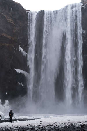 very big waterfall with the river in frontの写真素材