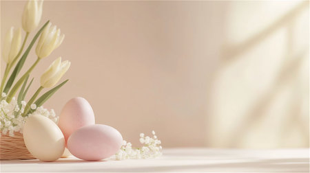 A serene and minimalistic Easter banner.の素材