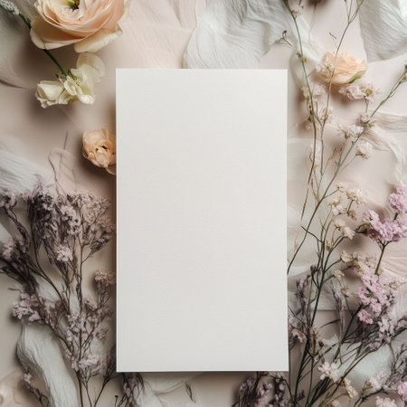 A high-quality mockup of a blank greeting card ideal for Motherâs Day, Womenâs Day, Wedding, or Birthday occasions.の素材